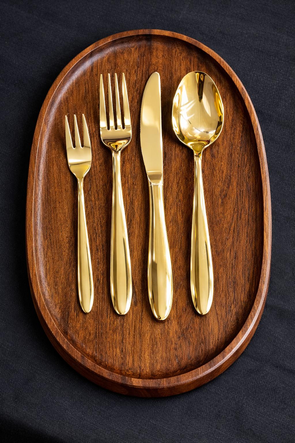 Set lugë, thika & pirunë Othman Home gold, 24 copë