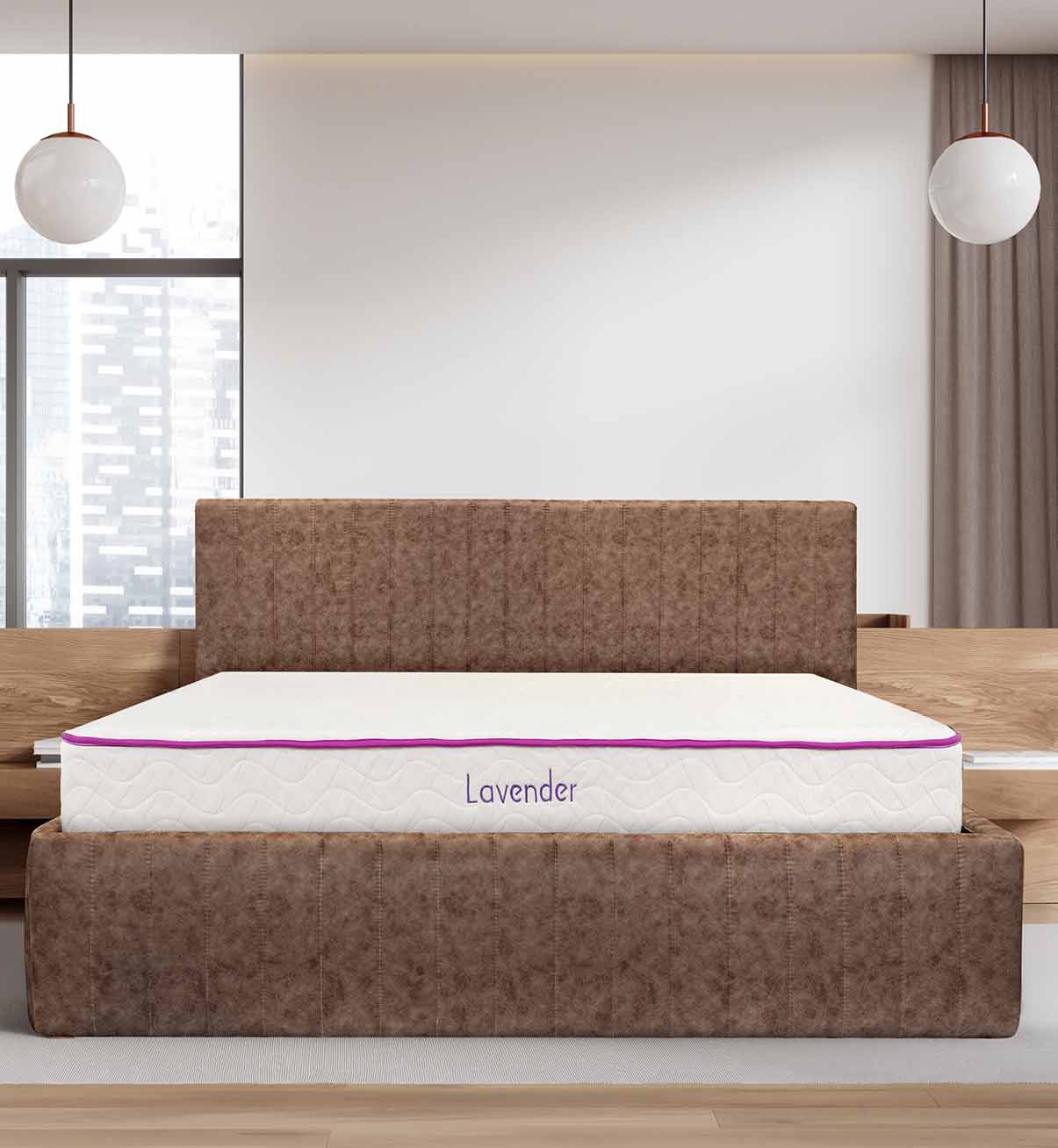 DYSHEK LAVANDER + KORNIZË SHTRATI + LATOFLEX AMADA BROWN 140x200cm