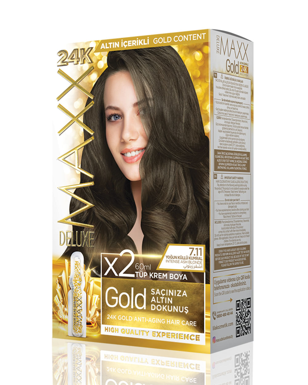 Ngjyrë për flokë (set), Maxx Gold, 7.11 Olive Blonde, 50 ml