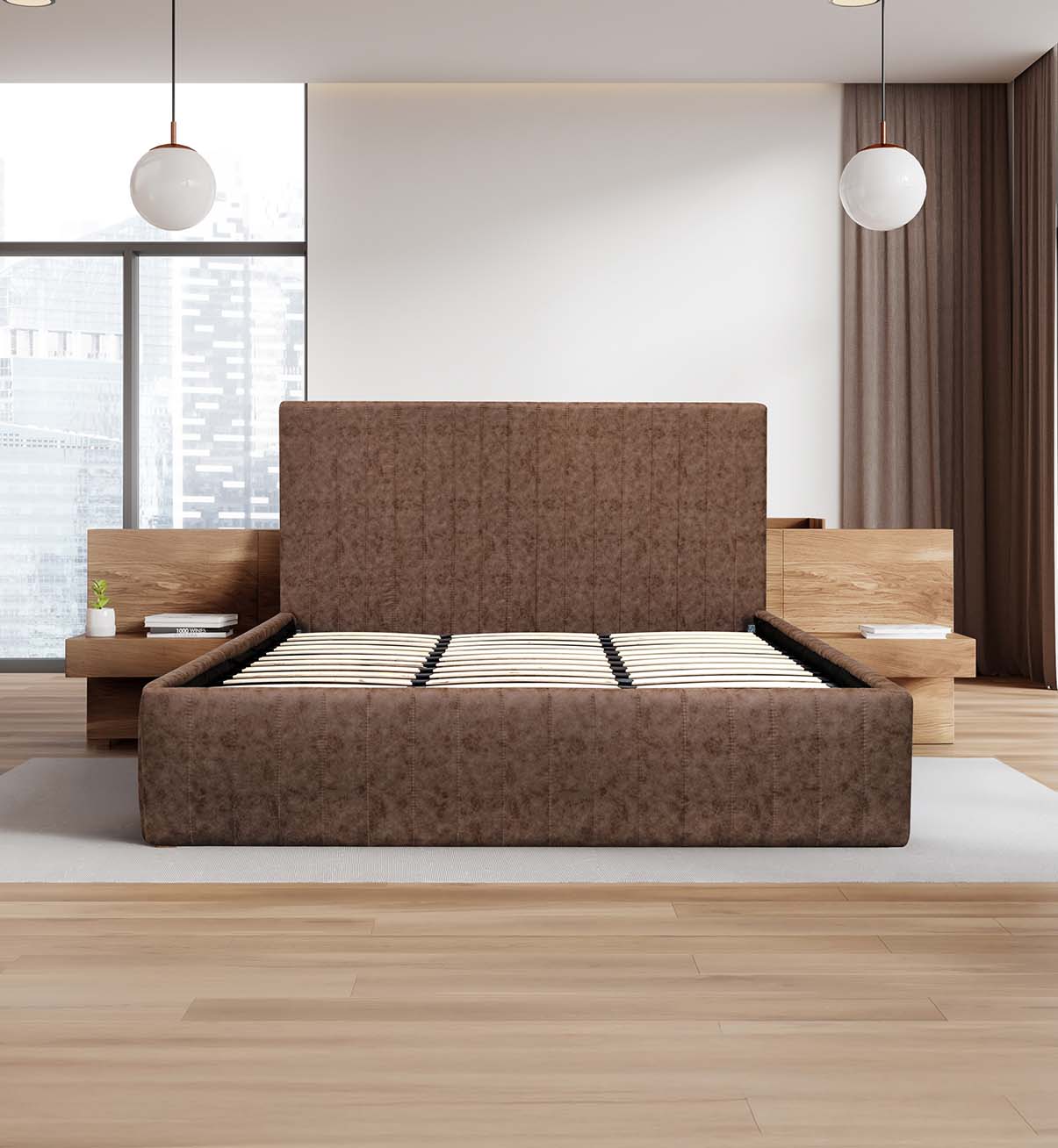 KORNIZË SHTRATI + LATOFLEX AMADA BROWN 180x200cm