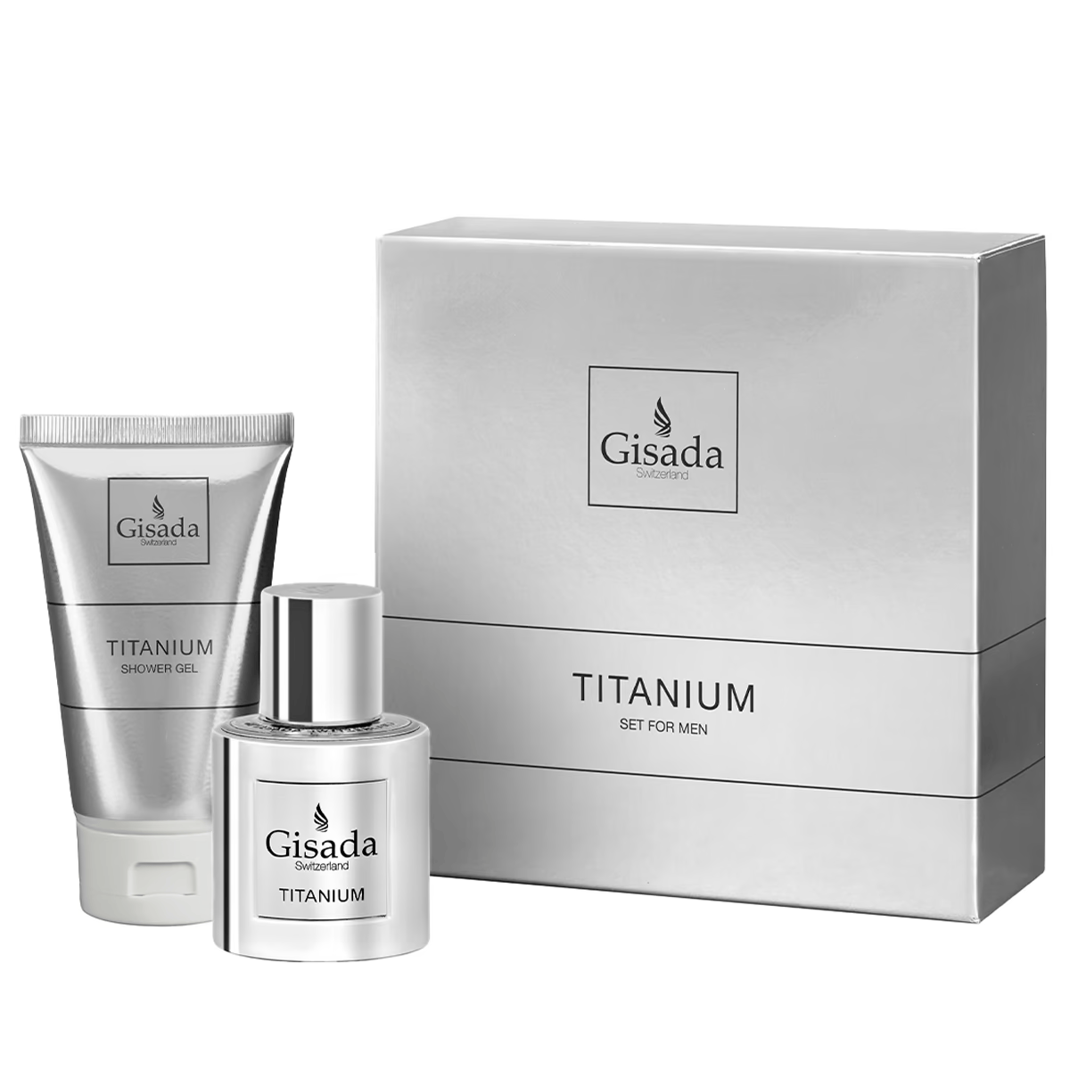 Set Parfum për meshkuj EDP + SG, Gisada, Titanium 100ml+50ml