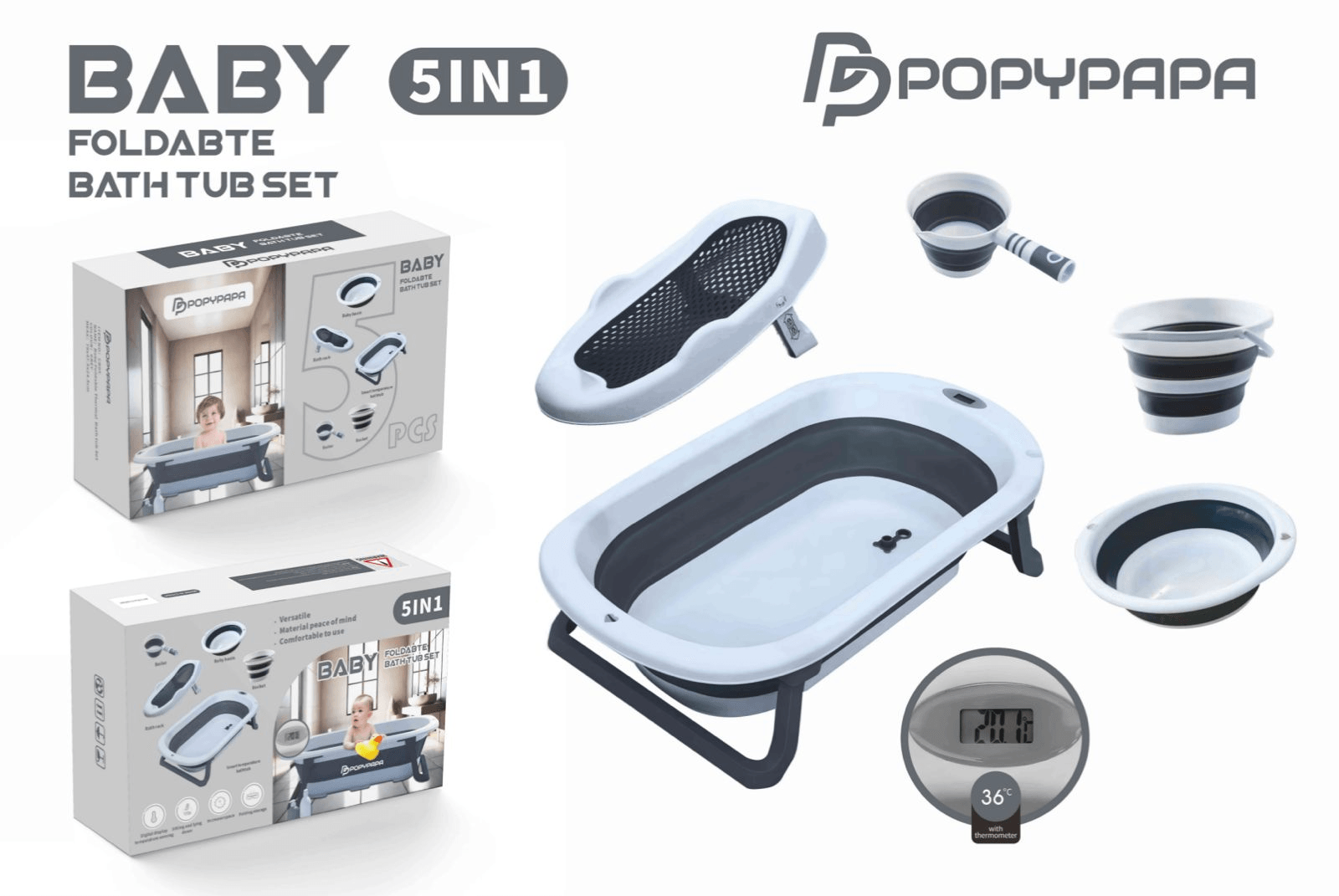 Set vaskë PopyPapa 5 në 1, i kaltër