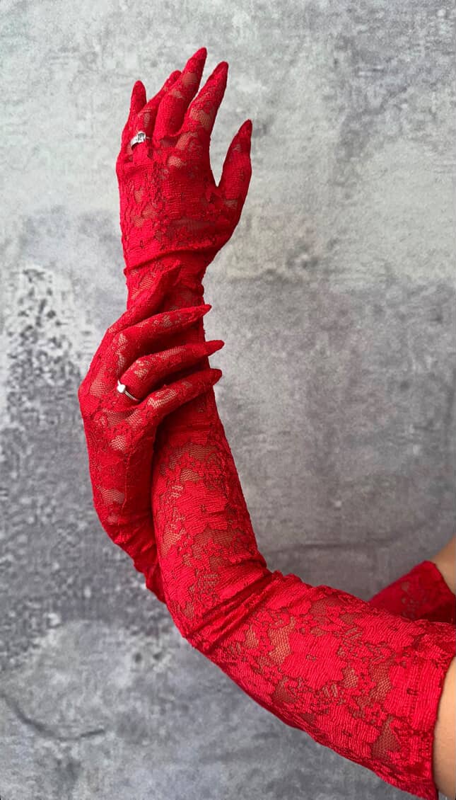 NU-Long Red Lace Gloves