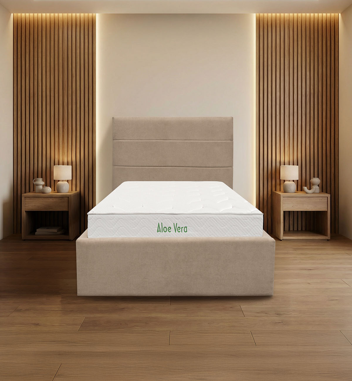 DYSHEK ALOE VERA + KORNIZË SHTRATI + LATOFLEX AMBER BEZHË 90x200cm