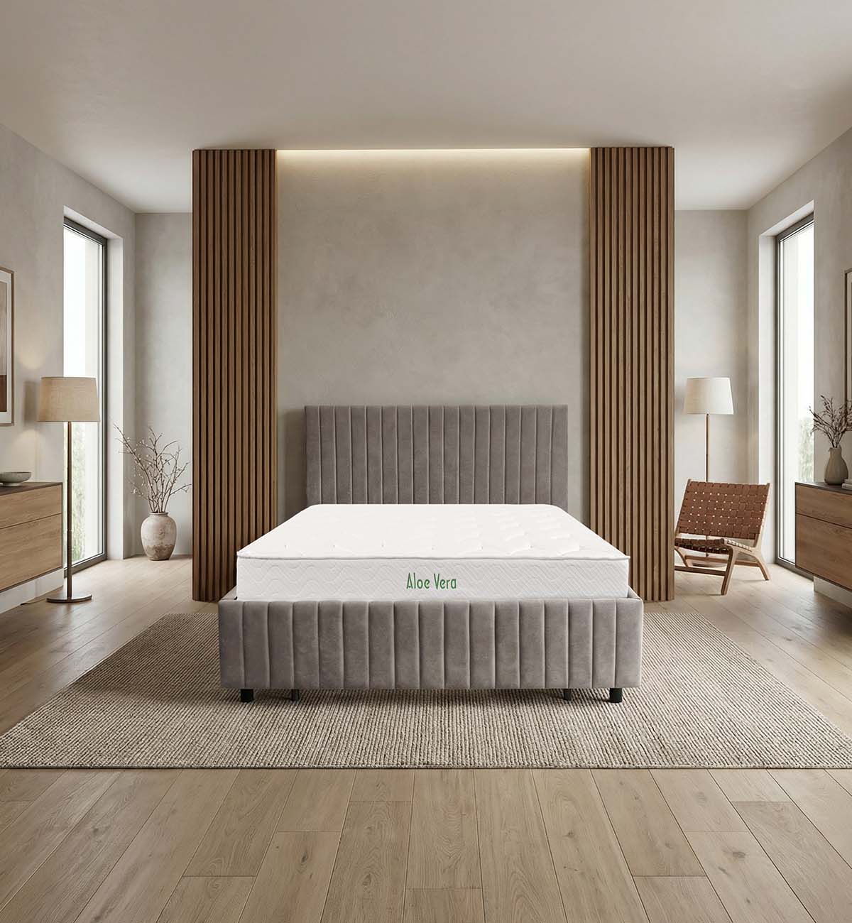DYSHEK ALOE VERA + KORNIZË SHTRATI + LATOFLEX AMADA BEZHË 140x200cm