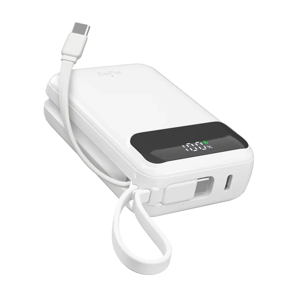 Puro Power Duo 20,000 mAh 45W Power Bank me ekran LCD dhe kabllo USB-C të integruar