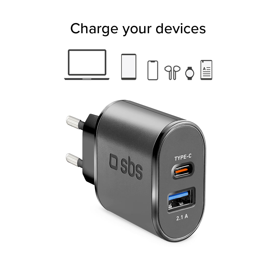 Karikues udhëtimi 1x USB 2.1A + dalje Type-C 2.1A