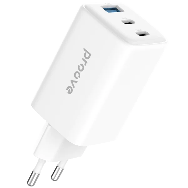 Karikues muri Proove Pocket, 65W, me 2×Type-C dhe USB, i bardhë