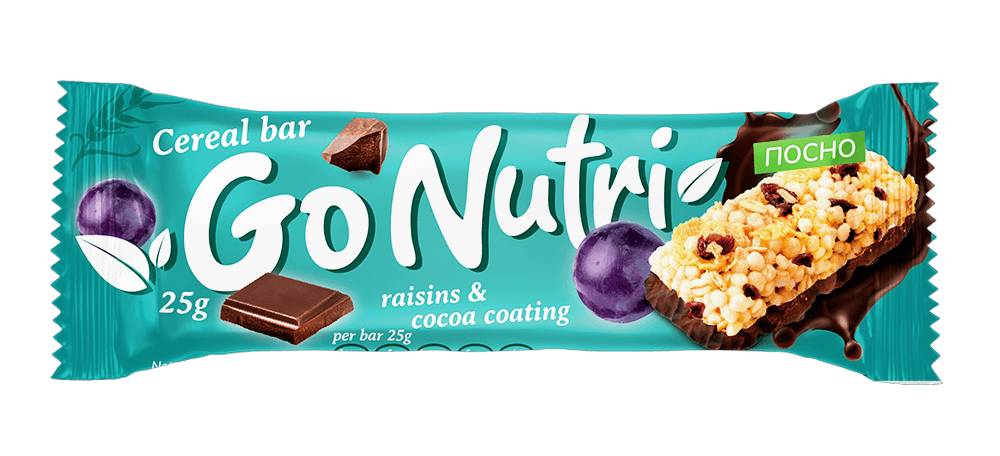 Go nutri bar me drithëra,rrush të thatë -kakao 25g