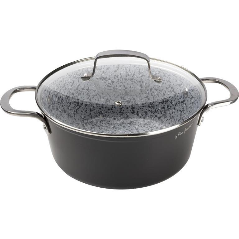 Tenxhere alumini LAMART LT1254 GRANIT - 24x10.7cm, e zezë/gri