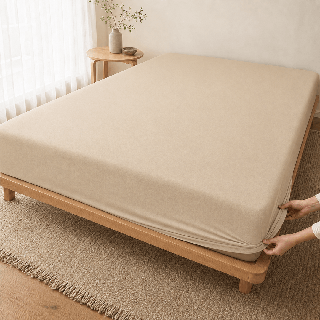 Çarçaf me llastik Othman Home, bezhë 100% pambuk Tek & Dopio
