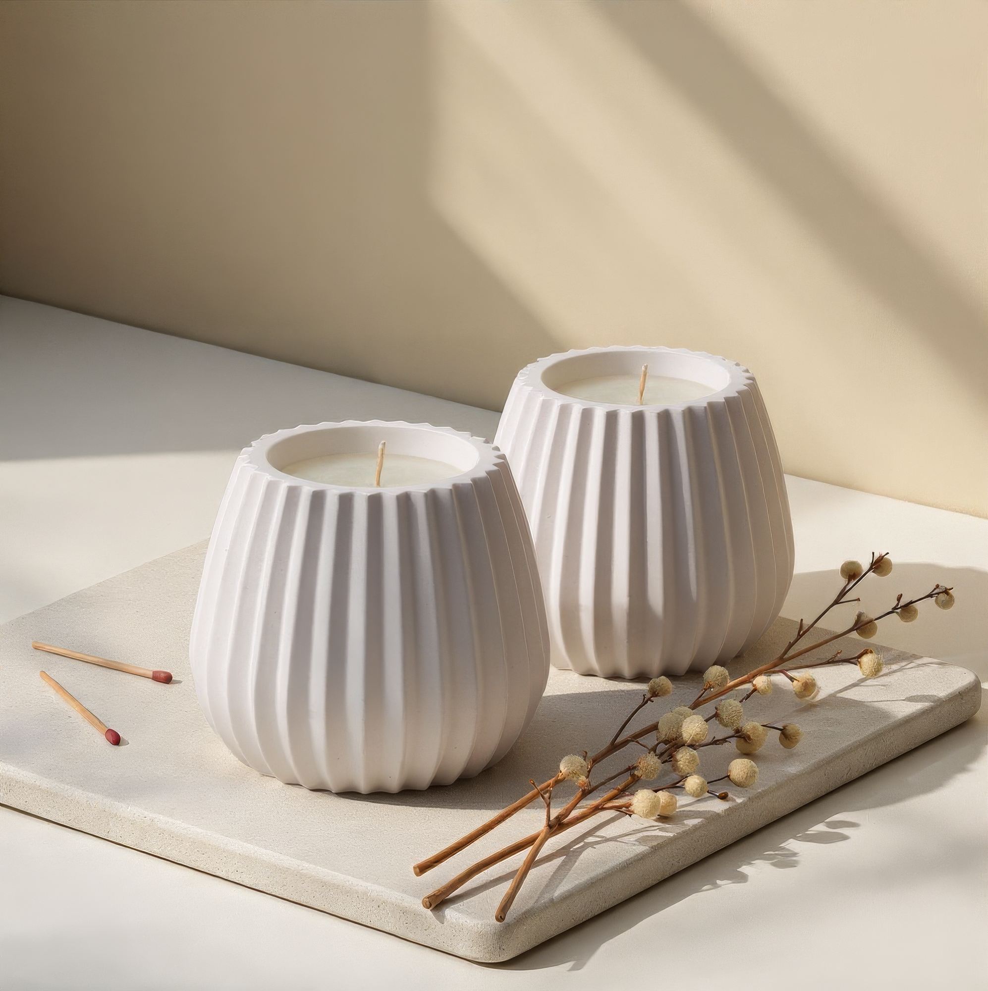 Set Qirinjsh (2 copë) Aberto Design Kozeda, e bardhë