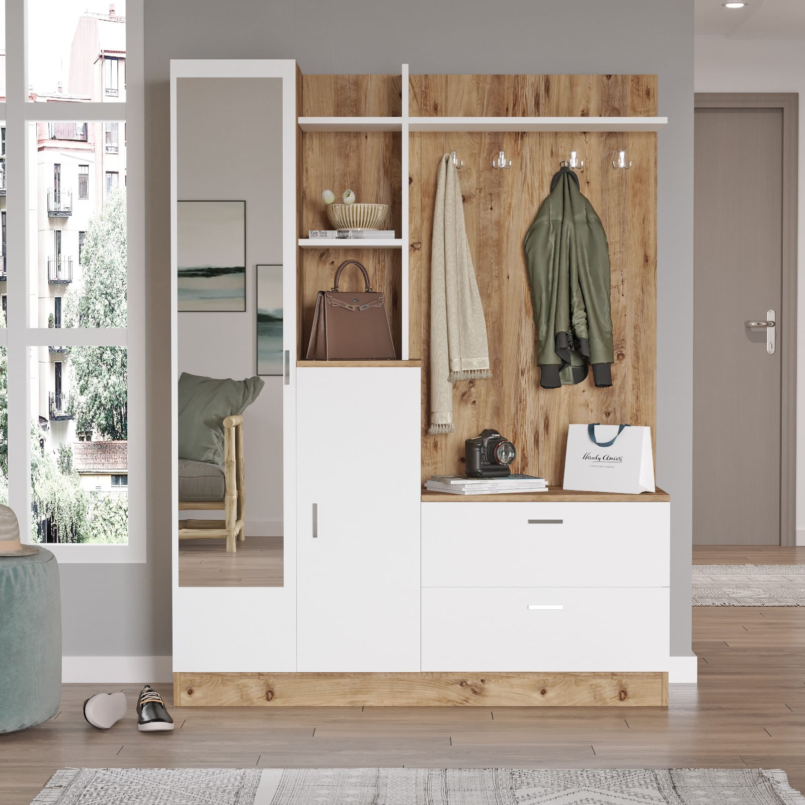 Stand në sallë Hanah Home Dd5, pishë atlantike e bardhë