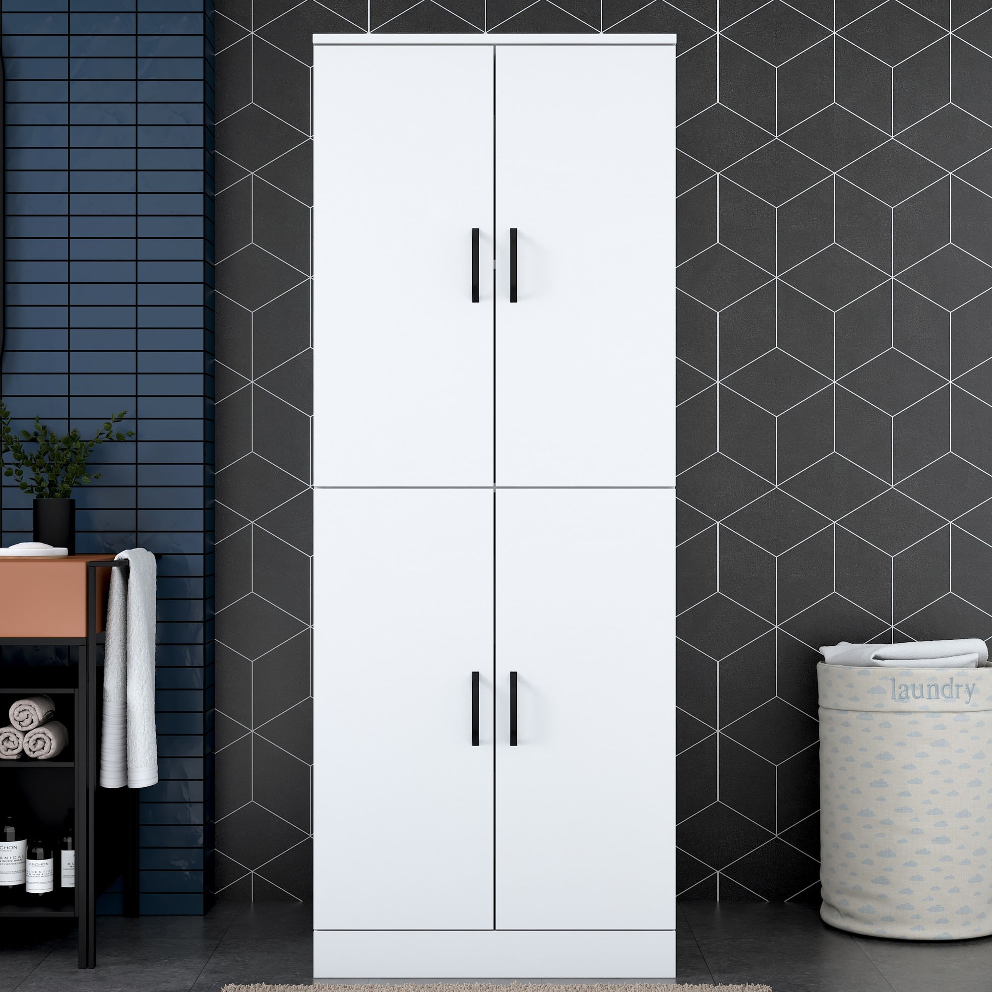Kabineti i lavatriçes Hanah Home KD109, e bardhë
