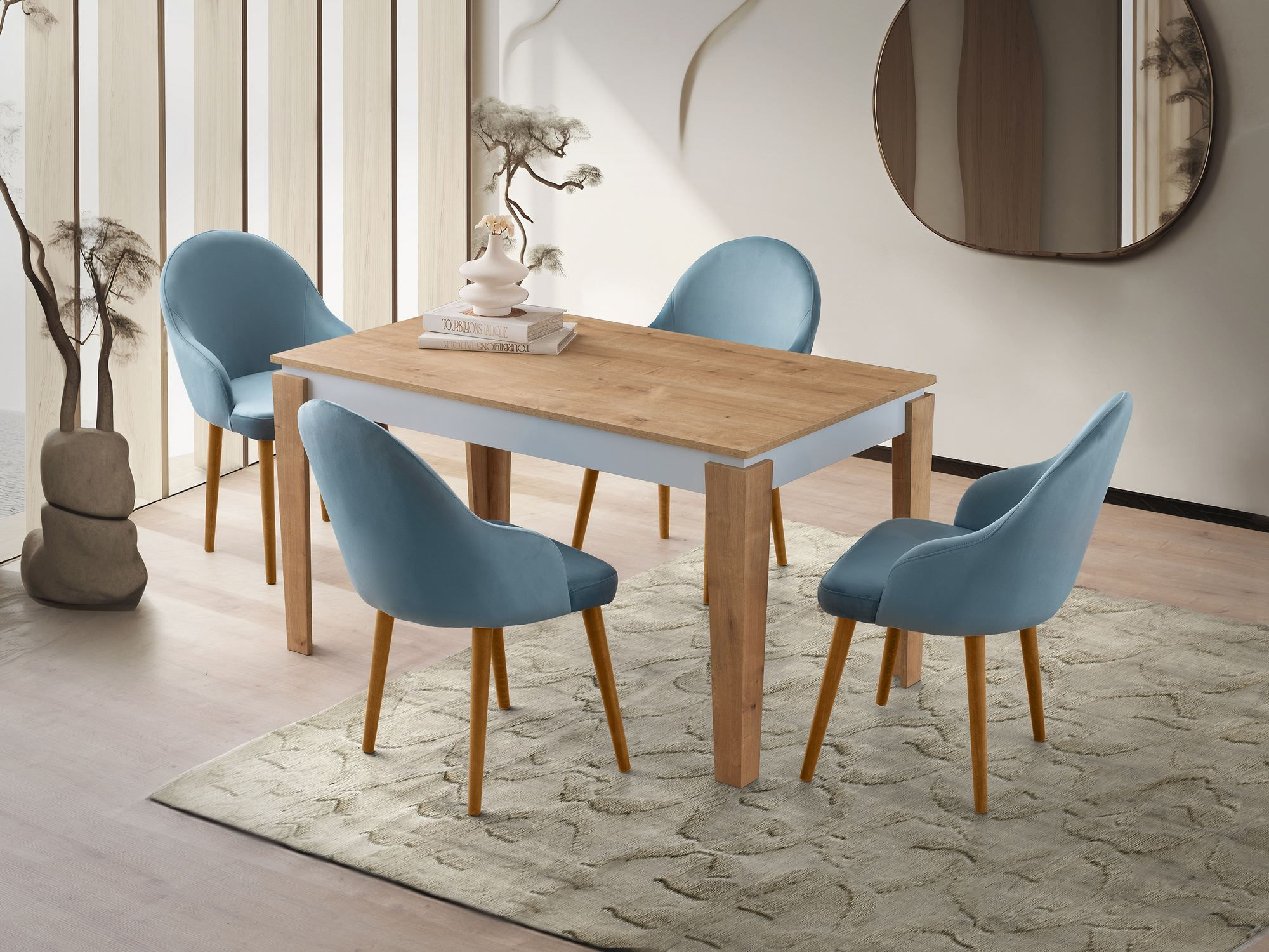 Tavolinë ngrënieje Hanah Home Asos, lisi i bardhë