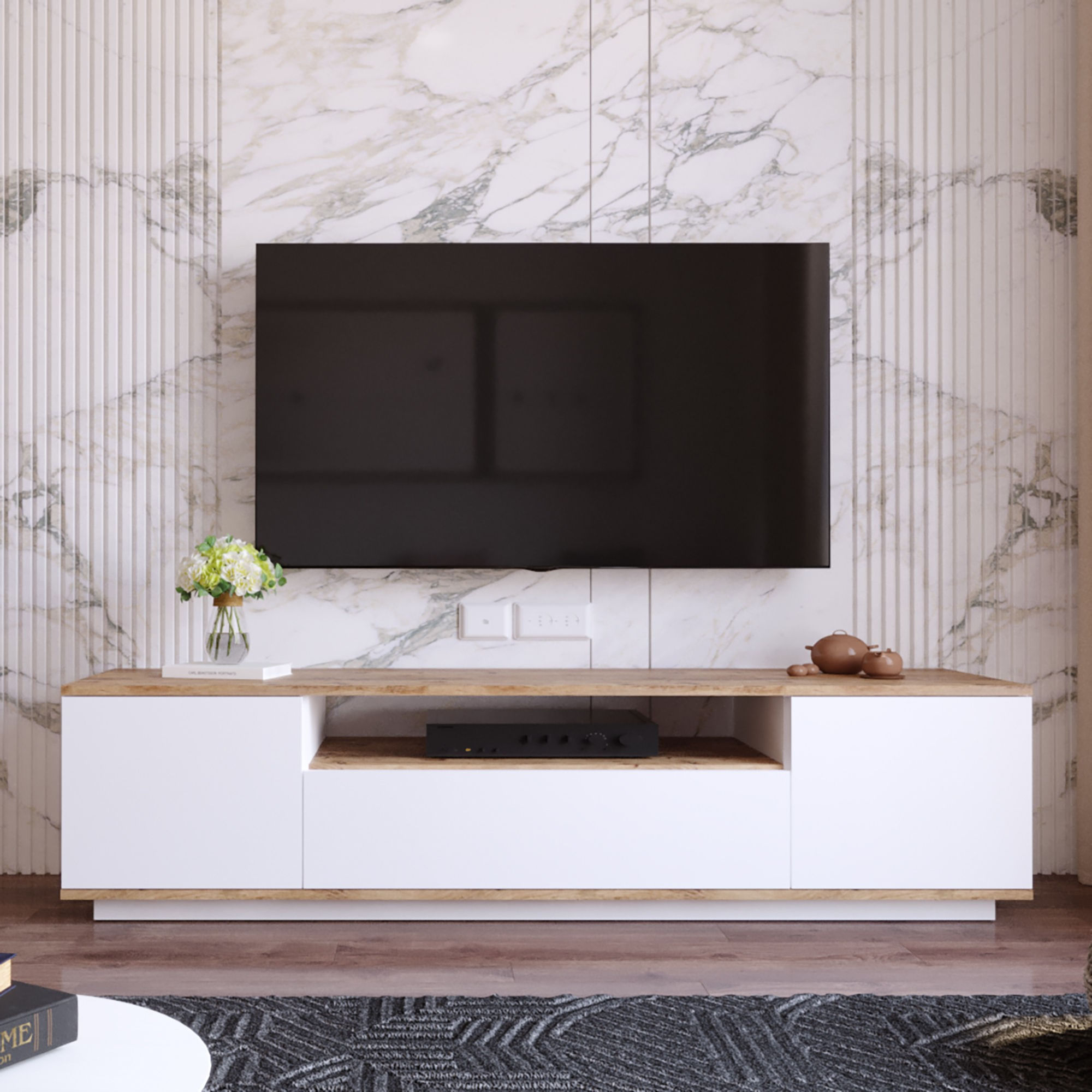 Stand TV Hanah Home Fr7, pishë atlantike e bardhë