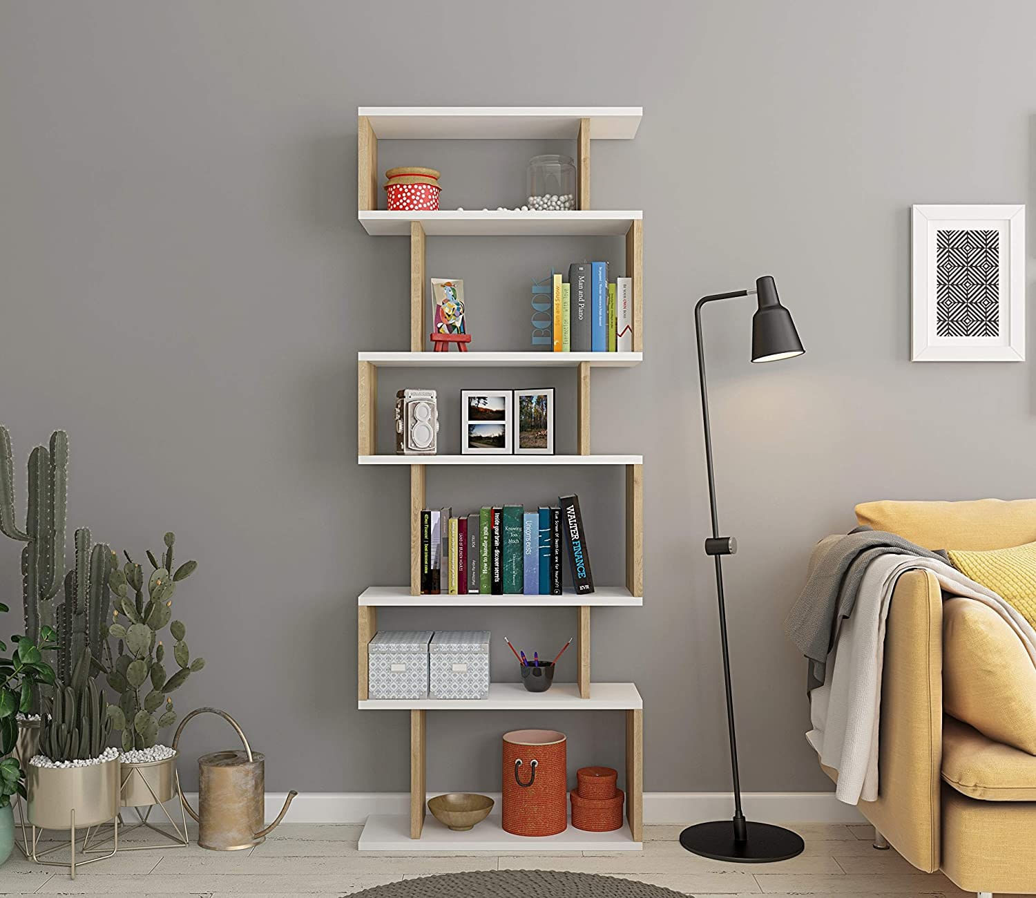 Raft librash Hanah Home Bates, lisi i bardhë