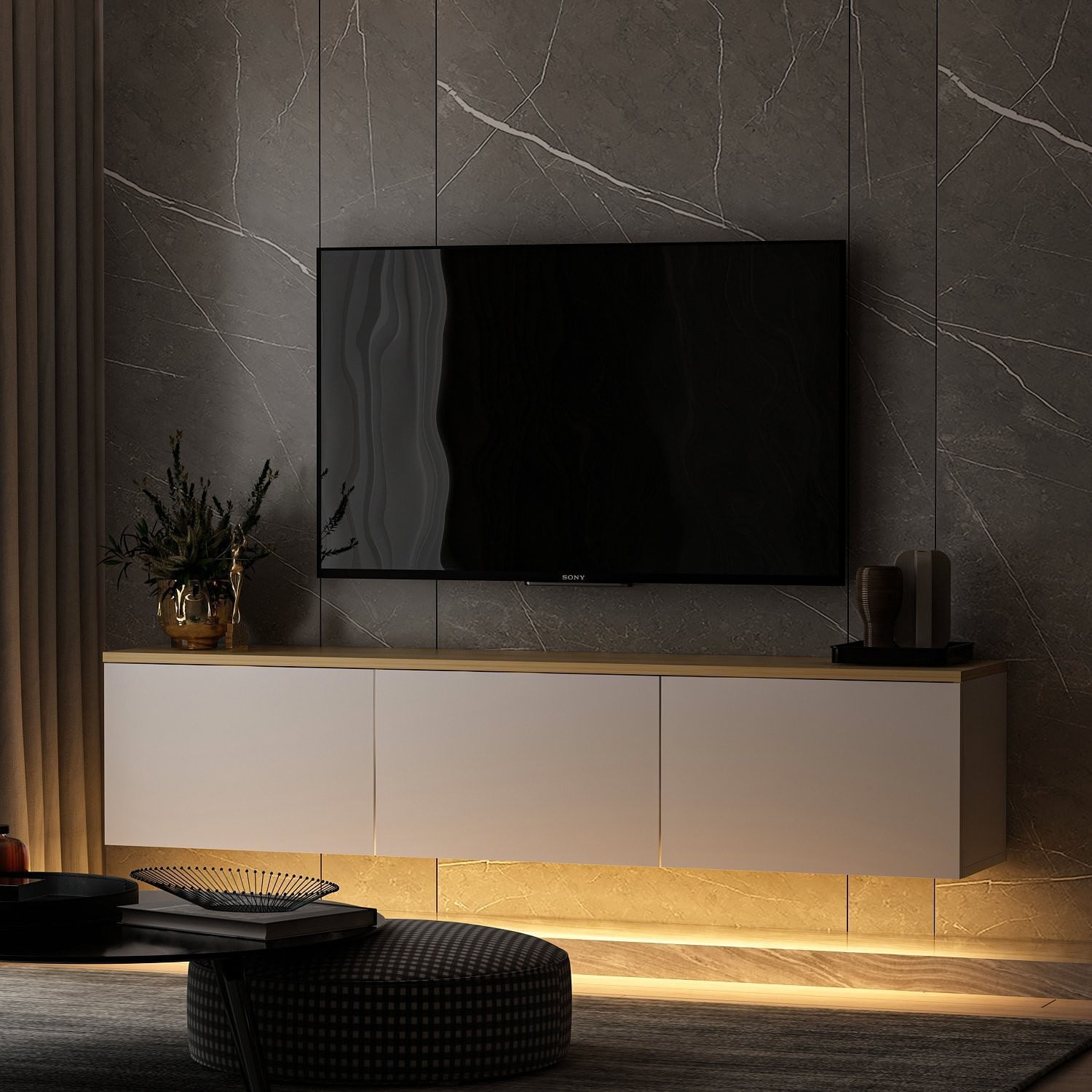 Stand TV Hanah Home Neon, lisi i bardhë