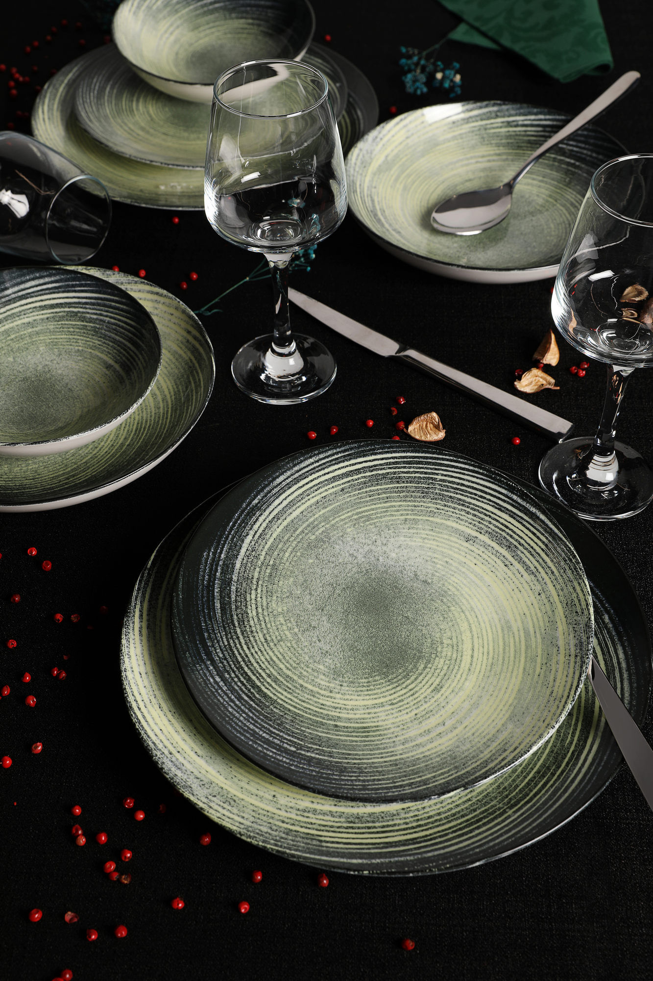 Set Darke (24 copë) Hermia GBSATN24KY4101630, krem jeshile e zezë