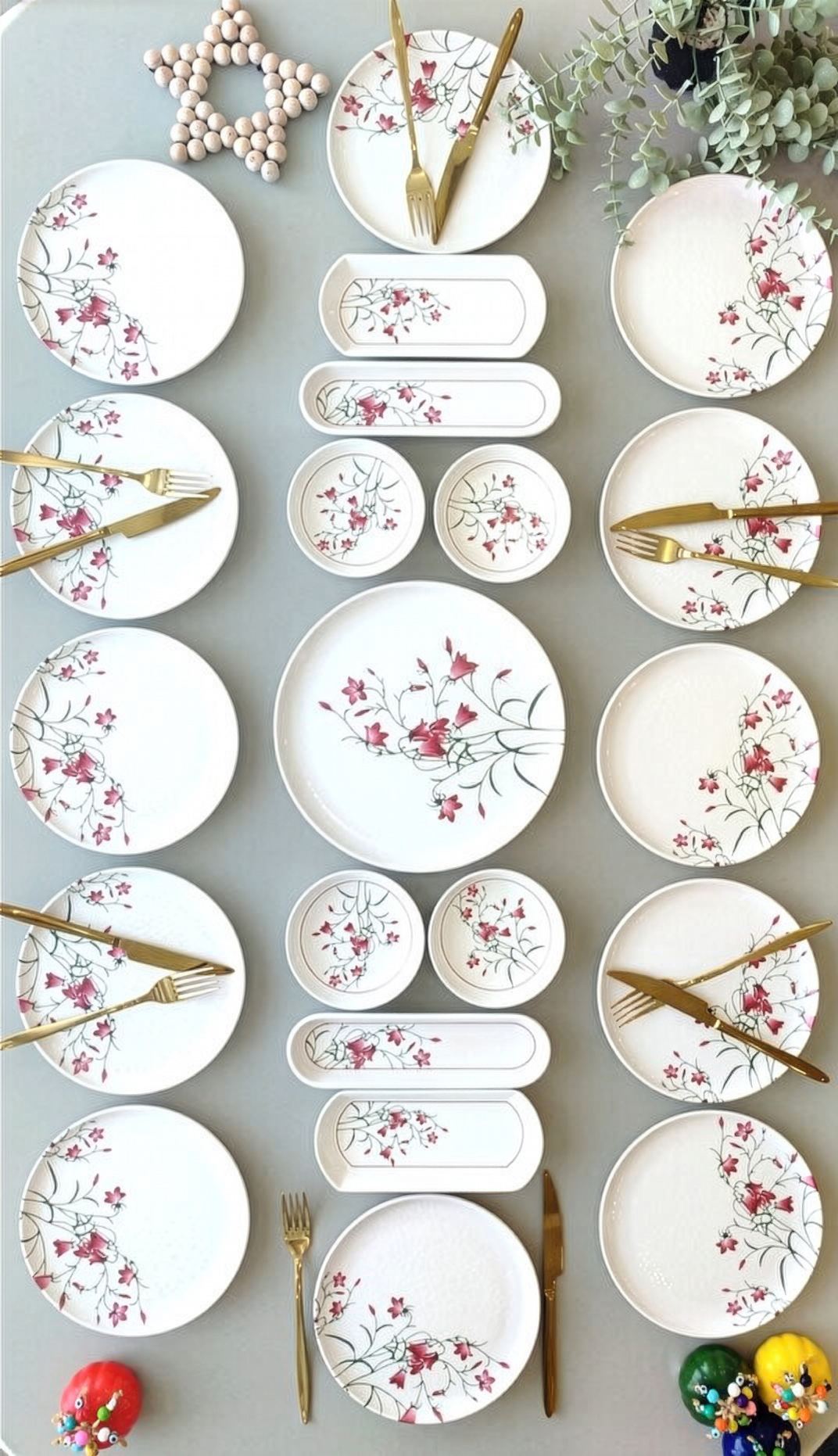 Set për Mëngjes (21 copë) Hermia Fruta e Kuqe 21, blu e bardhë
