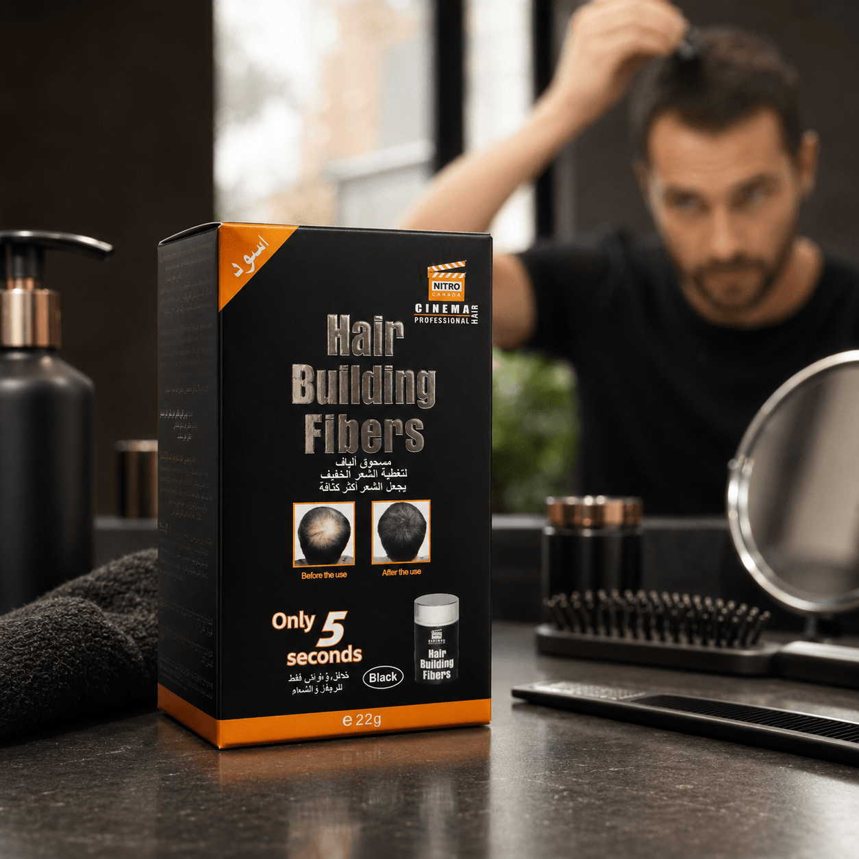 Kujdesi për flokët Nitro Canada Fibra për shumimin e Flokëve, Hair Building Fibers Black - Nitro Canada 22g