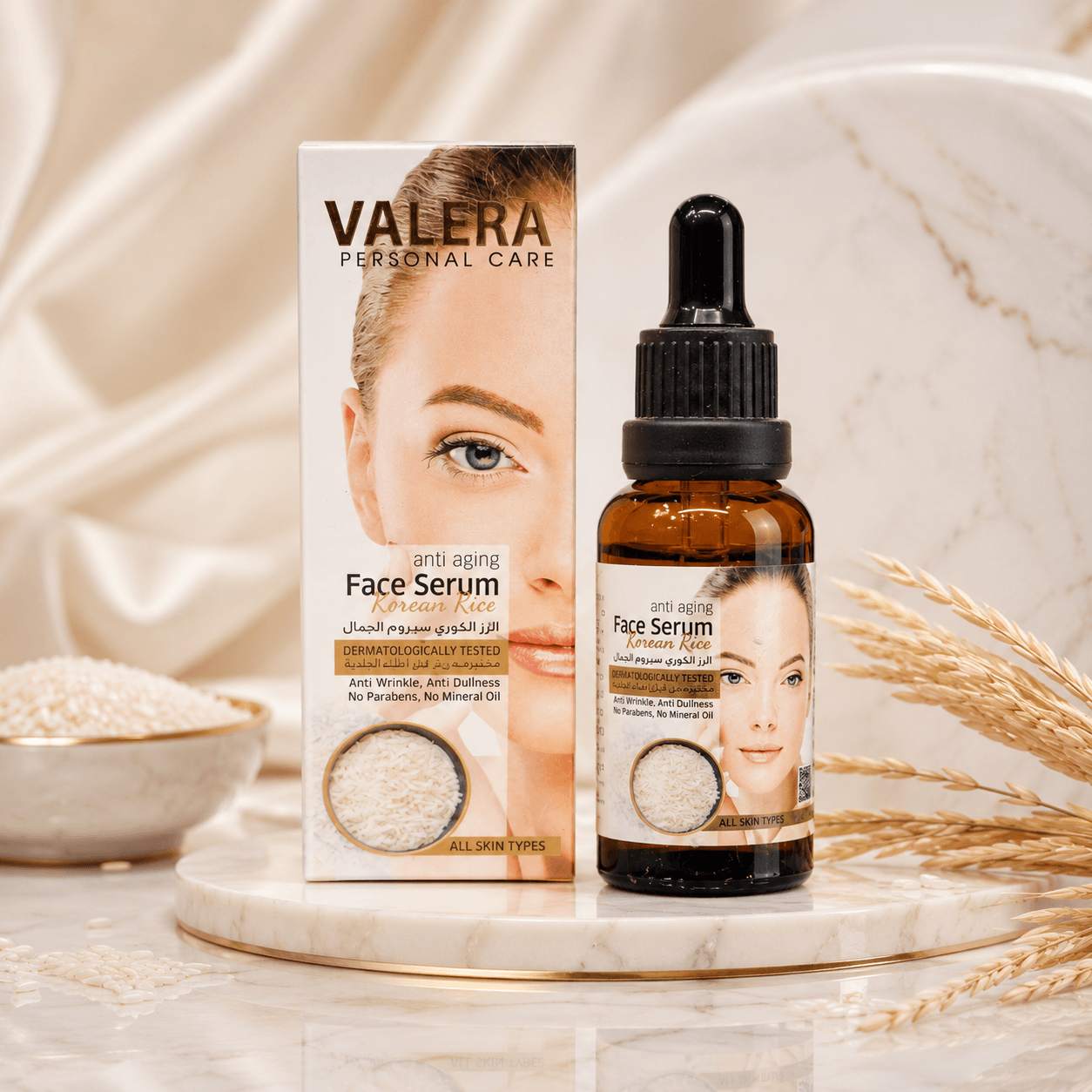 Serume Valera Anti Aging Face Serum Korean Rice - 30, Serum nga Extrakti i Orizit Korean