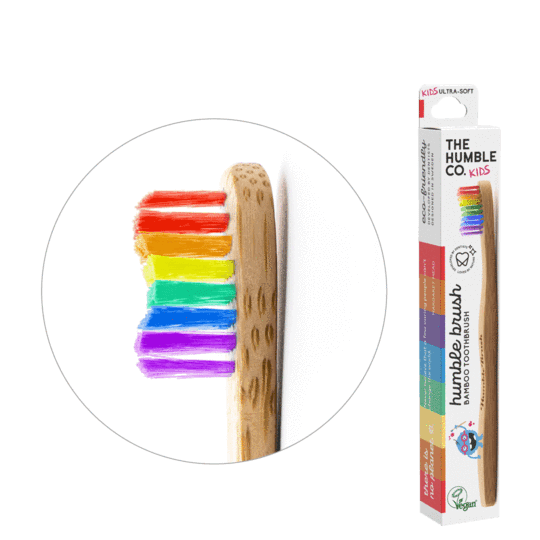 Brushë për fëmijë (2-8 vjet) The Humble Co., bambu, me fije shumë të buta, kaltër