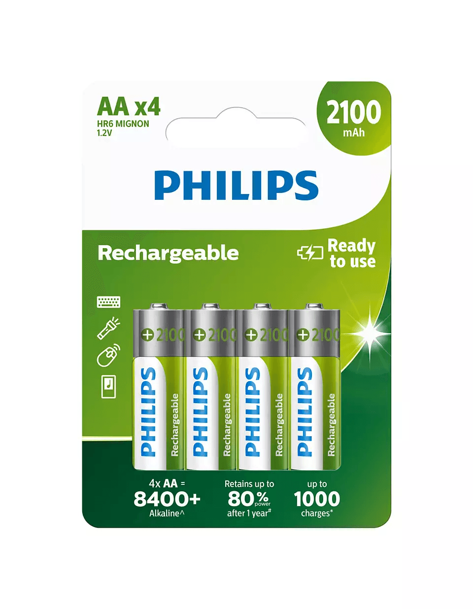 BATERI PHILIPS R6B4A210/10 | RIMBUSHESE 2100MAH AA / 4