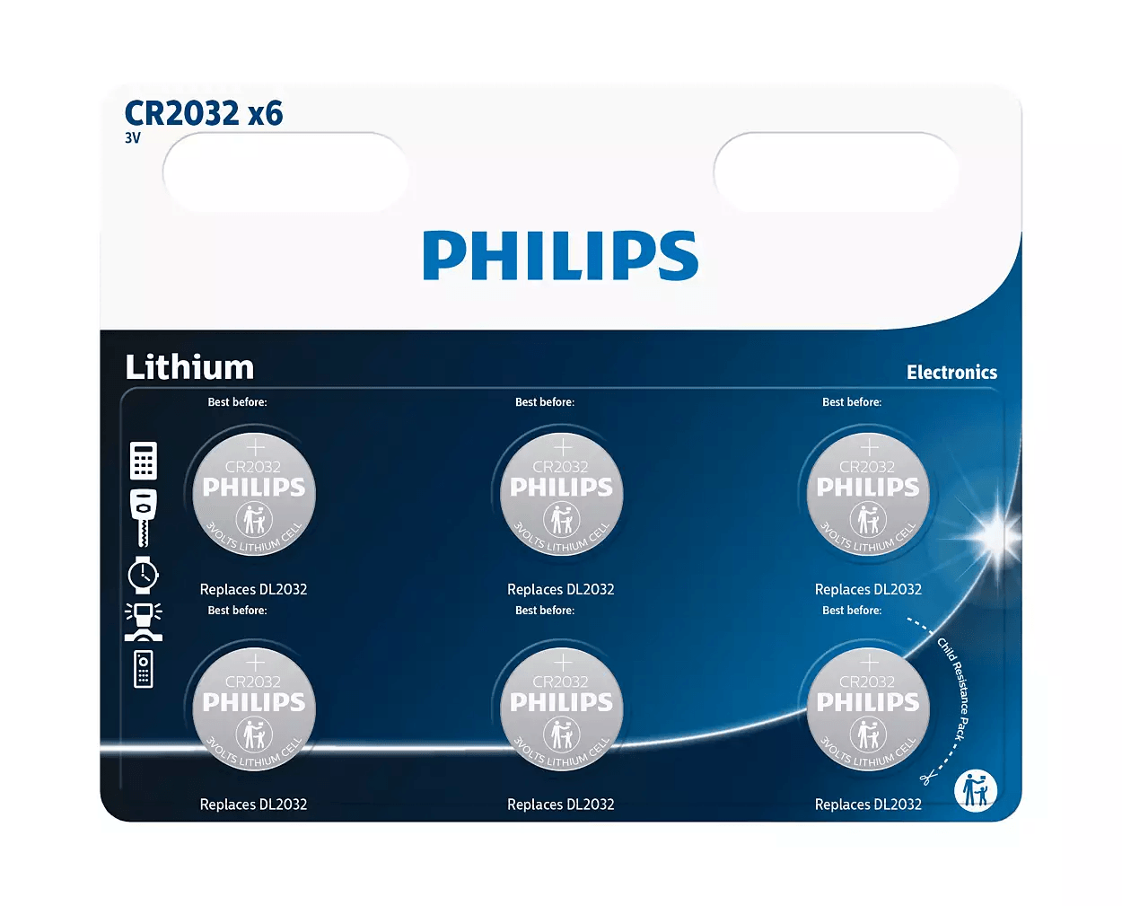 BATERI PHILIPS CR2032P6/01B | MINI LITHIUM / 6