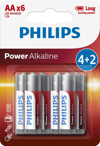 BATERI PHILIPS LR6P6BP/10 | POWER ALKALINE AA / 6