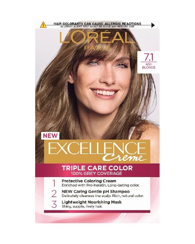 Ngjyrë për flokë Loreal Exellence no. 7.1 48 ml + hidrogjen 72 ml