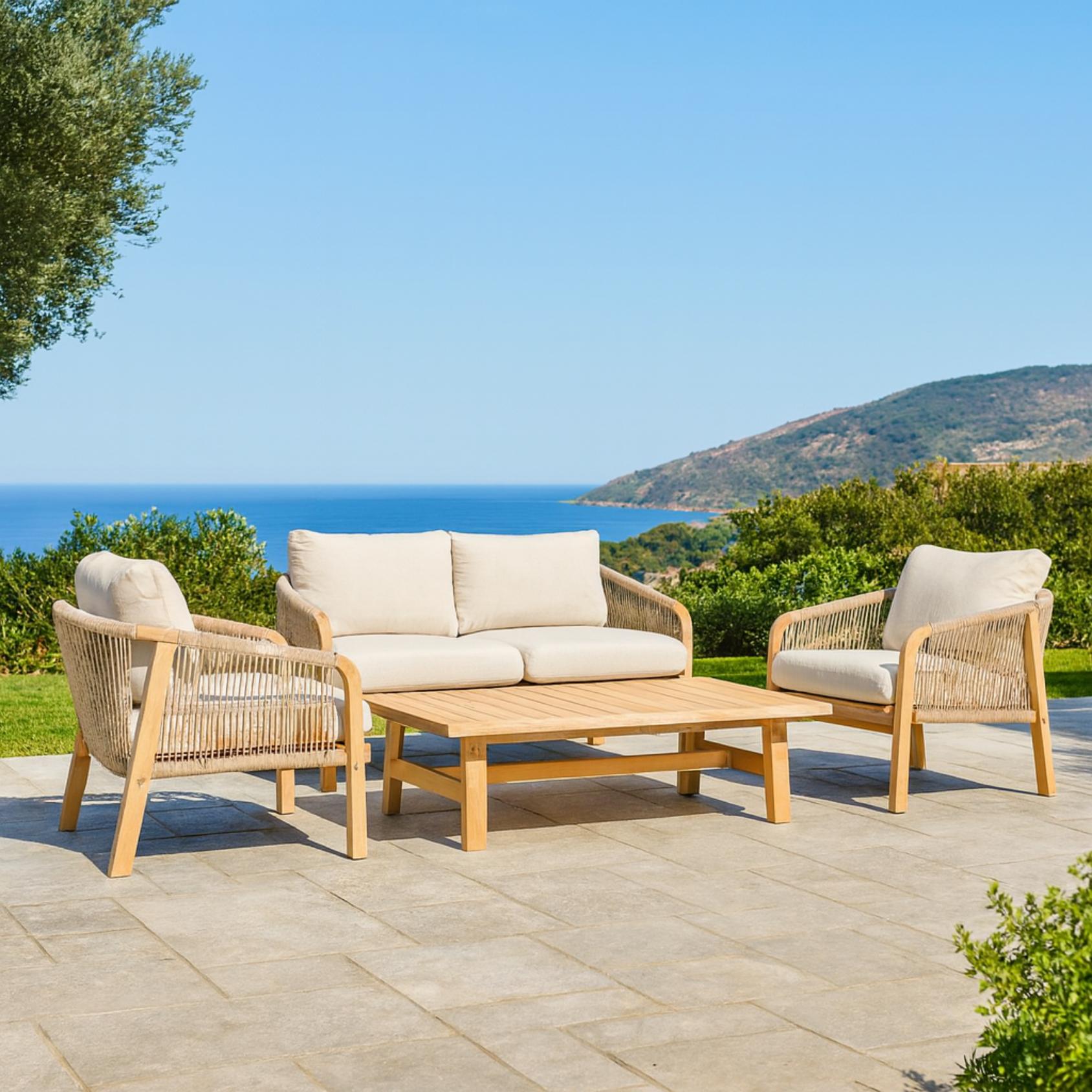 Set kopshti Emmu, Rimini sofa 2+1+1 dhe tavolinë