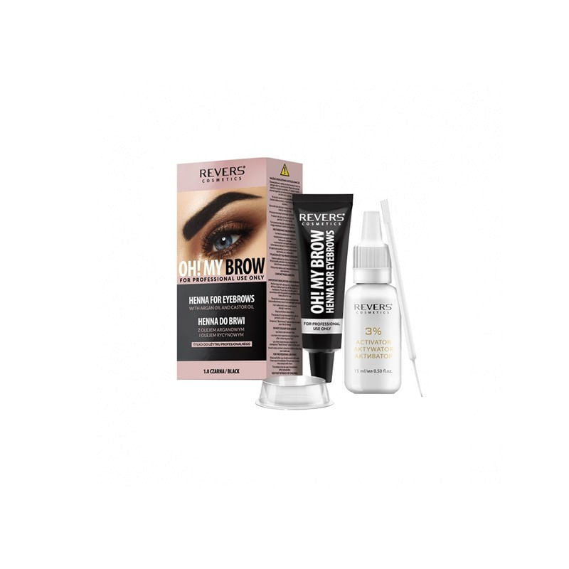 Ngjyrë Henna për vetulla Revers Oh! My Brow 1.0 BLACK, 15ml+15ml